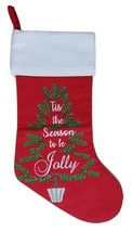 Christmas Stocking Red White Denim 20” Mantle Decor ‘Tis The Season To B... - $9.48