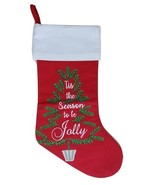 Christmas Stocking Red White Denim 20” Mantle Decor ‘Tis The Season To B... - $182.91 MXN