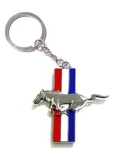  Mustang Logo Silver Metal Keychain Key Chain Ring - $9.85