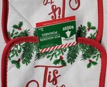 Set 2 Printed Kitchen Pot Holders(7x7&quot;)CHRISTMAS,HOLLY BERRIES,TIS THE S... - $7.91