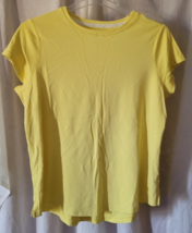 Women&#39;s Isaac Mizrahi Essentials Shirt XL Yellow Solid Pullover Short Sl... - $15.99