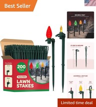 Outdoor Holiday Light Stakes Set - 200 Universal Clips for Festive Pathways - $64.49