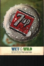 1967 7Up Wet &amp; Wild Soda Bottle Cap Vintage Print Ad nostalgic b6 - £19.21 GBP