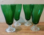 Anchor Hocking Forest Green Burple Boopie Iced Tea Glasses 6¾&quot; Set of 4 - £39.81 GBP