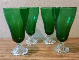 Anchor Hocking Forest Green Burple Boopie Iced Tea Glasses 6¾&quot; Set of 4 - £39.97 GBP