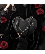 Punk Heart-Shaped Crossbody Bag with Chain – Studded Faux Leather Should... - €17,83 EUR