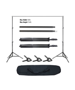 2x3M Backdrop Stand Set – Sturdy Support with 3 Fish Mouth Clips in Black - $37.99