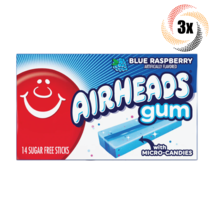 3x Packs Airheads Blue Raspberry Flavor Gum | 14 Sticks Per Pack | Fast Shipping - £9.41 GBP