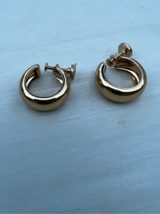Monet Gold Tone Clip On Earrings Wide Hoop Chunky - £15.50 GBP