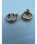 Monet Gold Tone Clip On Earrings Wide Hoop Chunky - £15.55 GBP