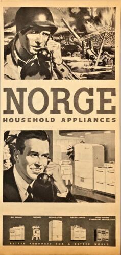 WWII Solider-1944 Vintage Print Ad-NORGE HOUSEHOLD APPLIANCES-Appliances... - £6.79 GBP