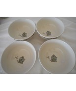 Vintage Lot of 4 Thomson Pottery Birdhouse Topiary Coupe Soup Bowl Dish #2 - $373.48 MXN