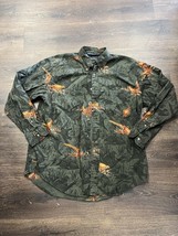VINTAGE Nautica Mens Button Down Shirt Allover Print Pheasants Birds Adu... - $29.92