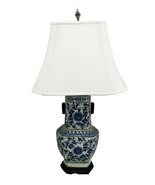 Royal Designs Oriental 23&quot; Blue and Cream Porcelain Vase Table Lamp - $364.16 CAD