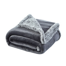 Dark Slate Gray Knitted PolYester Solid Color Plush Throw Blanket - £39.59 GBP