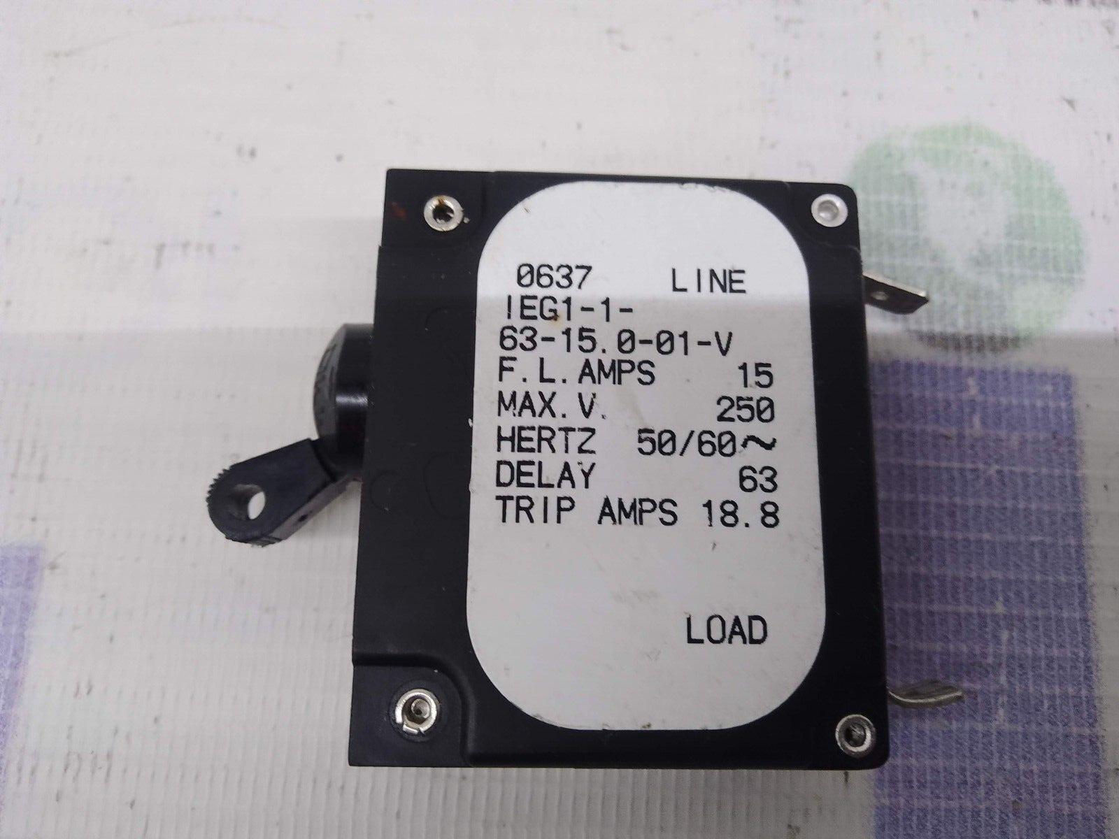 Sensata Airpax IEG1-1-63-15.0-01-V Circuit Breaker Magnetic / Hydraulic ... - $39.22