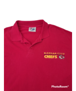 Vintage Majestic Kansas City Chiefs Large Polo Shirt Men&#39;s Red 1990&#39;s - $38.14 CAD