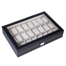 Leather 24 Slots Men Watch Box Display Case Organizer Jewelry Storage - £46.40 GBP