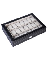 Leather 24 Slots Men Watch Box Display Case Organizer Jewelry Storage - £46.61 GBP