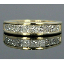 Mother&#39;s Day 1.55Ct Princess Cut Moissanite Wedding Band 14K Yellow Gold Plated - £111.14 GBP