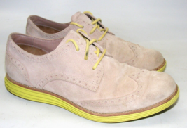 Cole Haan Suede Size 8 B Lunargrand Women Khaki Color Oxford Wingtip Shoes - £18.60 GBP