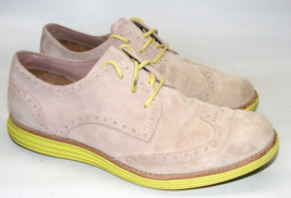 Cole Haan Suede Size 8 B Lunargrand Women Khaki Color Oxford Wingtip Shoes - £18.94 GBP