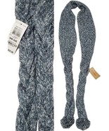 AMERICAN RAG Tonal Marled Steel Blue Mettalic Braided Women 72in x 2.5in... - $28.04 CAD