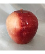 Vintage Decorative Glossy Carved Stone Red Apple Fruit (2.5&quot; tall) - $221.62 MXN