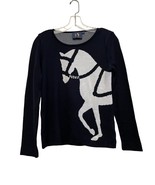 Ronner Marina Navy White Women Size Small Sweater Cotton Blend Horse Equ... - $88.83