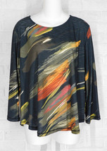 JESS &amp; JANE Shirt Dunes Slub Knit Abstract Multi Color NWT Small Large - $41.99