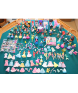 Polly Pocket Disney Princess Dolls Clothing Accessory Lot Clip On Rubber... - £129.21 GBP