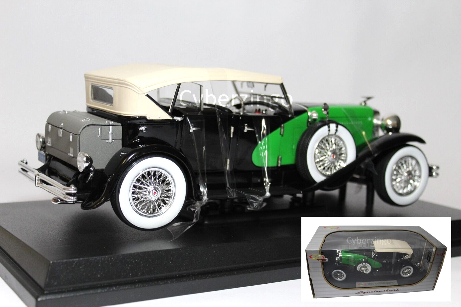 1934 Duesenberg Signature 1:18 Scale Black And Green Diecast Car NEW IN BOX - $69.98