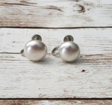 Vintage Screw On Earrings Pearlescent 0.5&quot; - £5.49 GBP