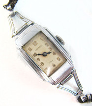 Vintage Art Deco Ladies Central Stainless Steel Watch With Band - Parts/... - $29.69