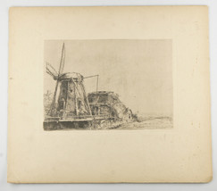 &quot;The Windmill&quot; Por Rembrandt Con Aguafuerte Firmado en Placa - £790.61 GBP