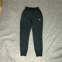 Champion Womens Pants Small Black Reverse Weave Jogger Sweatpants Logo Sports - $18.98