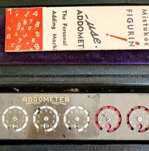 1940-50s Add-O-Meter Analog Adding Machine w/ Original Case And Brochure... - $29.99