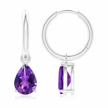 ANGARA Amethyst Pear-Shaped Drop Hoops Earrings in 14K Gold (Grade-AAAA, 9x6MM) - £864.35 GBP