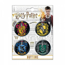 Harry Potter Hogwarts Houses 4-Pack Button Set Black - £11.01 GBP