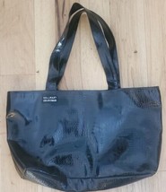 X-Large Tote Bag Shoulder Hallmart Collectibles Shiny Black Faux Leather 22x12x4 - £13.85 GBP
