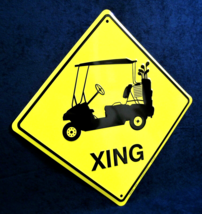 Golf Cart Xing - *Us Made* Embossed Metal Sign - Yard Man Cave Garage Bar Decor - £14.30 GBP