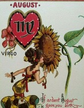 Tuck Postcard Dwig Signed Victorian Lady August Zodiac Virgo Sunflower Ser 128 - £36.14 GBP
