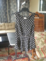 Eyelash Womens Top Shirt Small Black Tan Polka Dot Sleeveless Peplum Career - $8.66