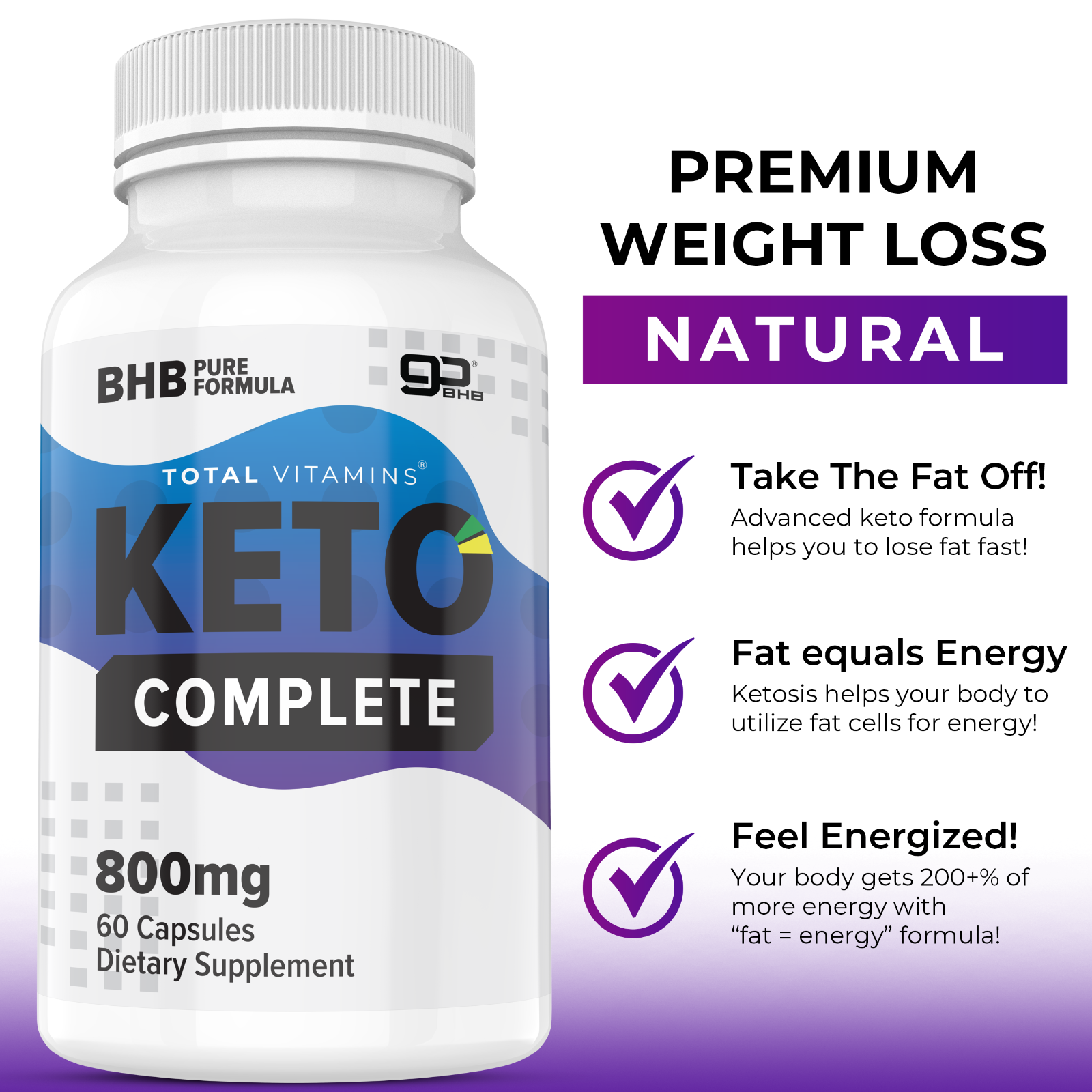2 Bottles Keto Complete Diet Pills 800mg BHB Exogenous Fat Burner Weight Loss Item image 2