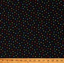 Cotton Dots Polka Dots Circles Colorful Black Fabric Print by Yard D786.16 - £11.78 GBP