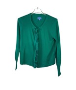 Simply Vera Vera Wang Size XL Green Ruffle Front Cardigan Sweater - £15.92 GBP