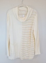 NEW Soft Surroundings Ivory Sabal Textured Cowl Neck Sweater Size Petite LARGE - £22.24 GBP