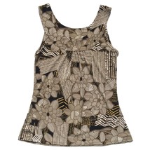 Liz &amp; Co Petite size PS polyester tank top scoop neck floral brown black... - $8.79