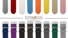 Vintage Style 18mm 20mm 22mm Perlon Watch Strap Braided Nylon Band Colors Super - £8.64 GBP