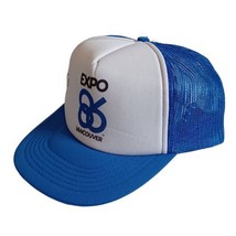 Vintage Expo 86 Vancouver Snapback Trucker Mesh Snapback Hat Cap Blue With Pin - £8.71 GBP